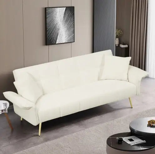 Futon Convertible Double Sofa Bed With Folding Armrests