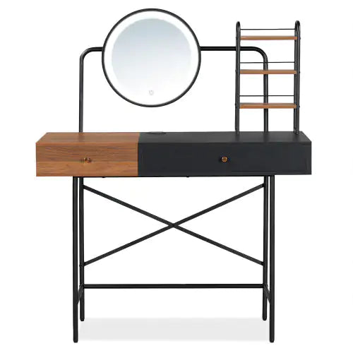 Makeup Vanity Desk With 3-Mode Lighted Mirror and Wireless Charging Station