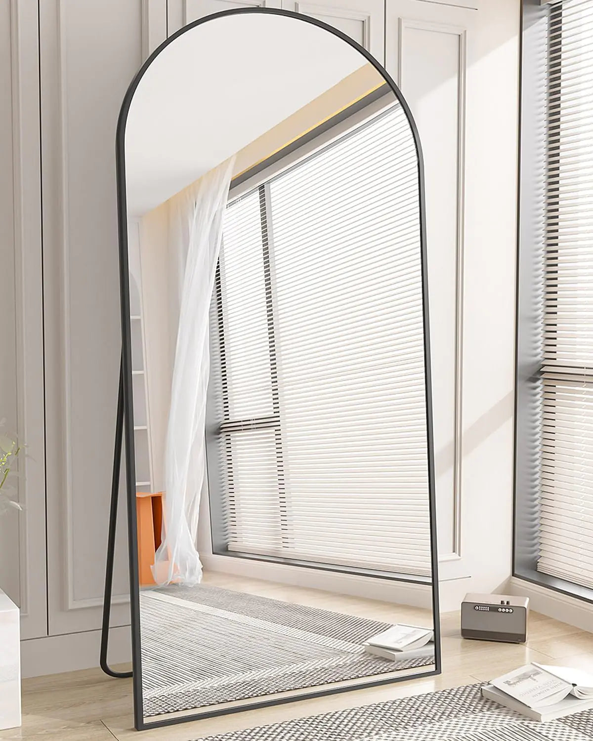 35"x78" Arched Full Length Mirror Black