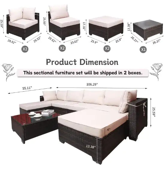 7 Piece Outdoor Garden Patio Furniture Set