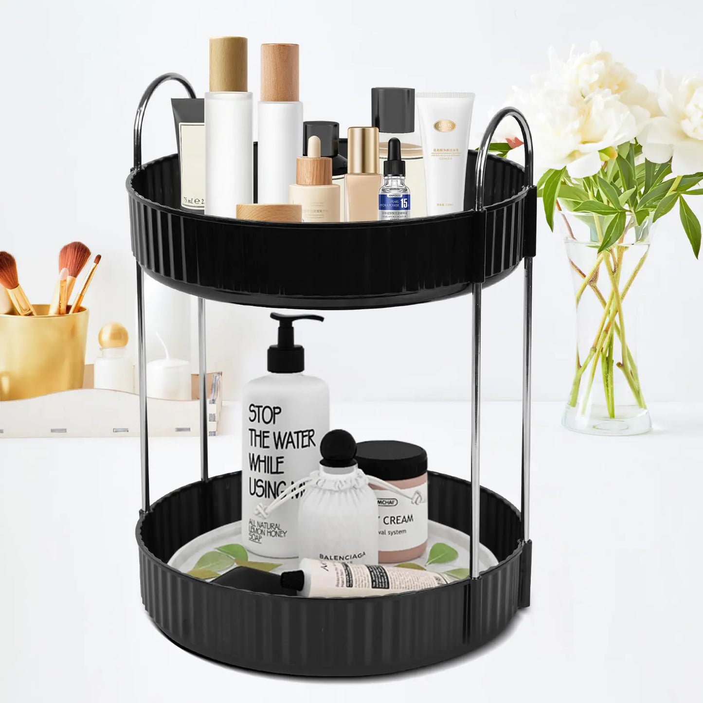 2 Tier Rotating Makeup Organizer Countertop