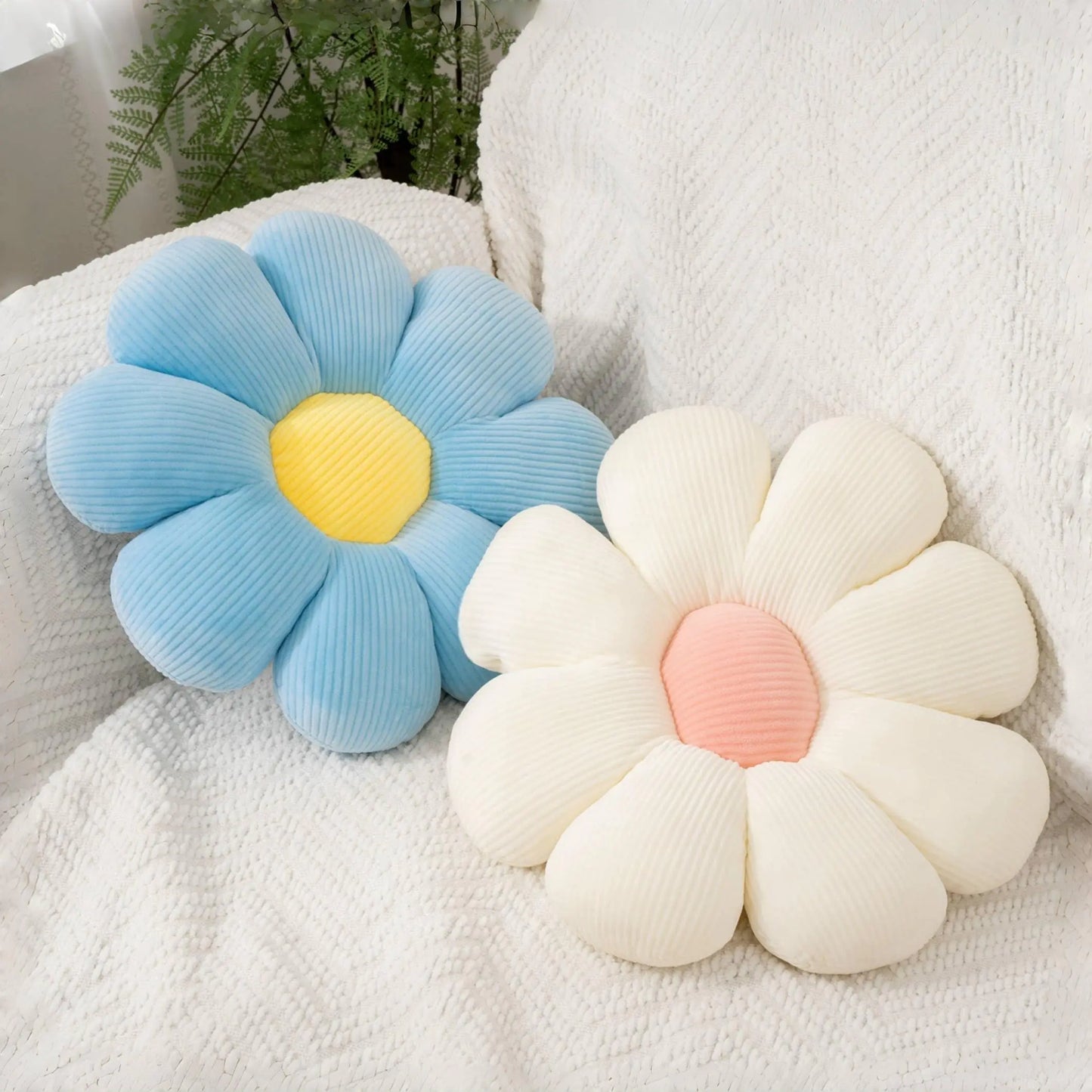 Blue Flower Throw Pillows - 2 Pcs