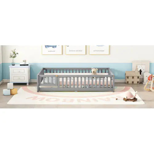 Gray Full Size Bed Floor Bed For Kids