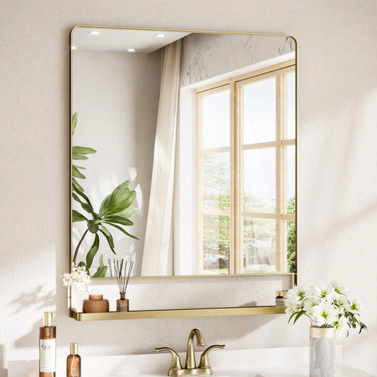 30x36 Inch Gold Rounded Rectangle Mirror