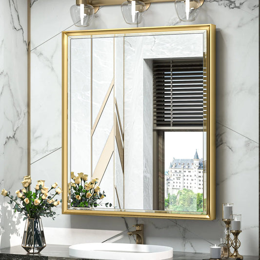 26x30 Gold Medicine Cabinet Mirror