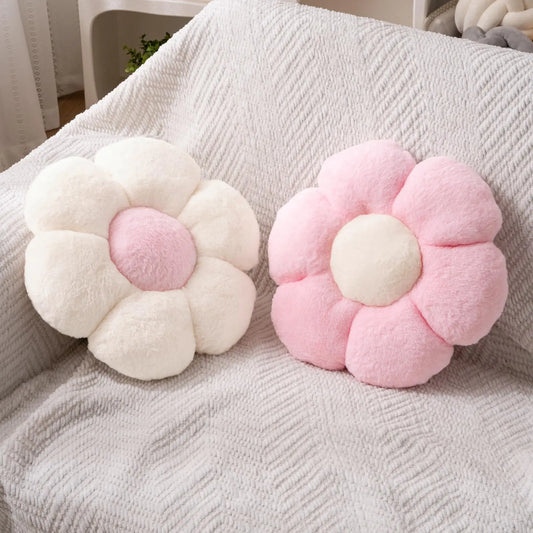 White and Pink Flower Throw Pillows - 2 Pcs