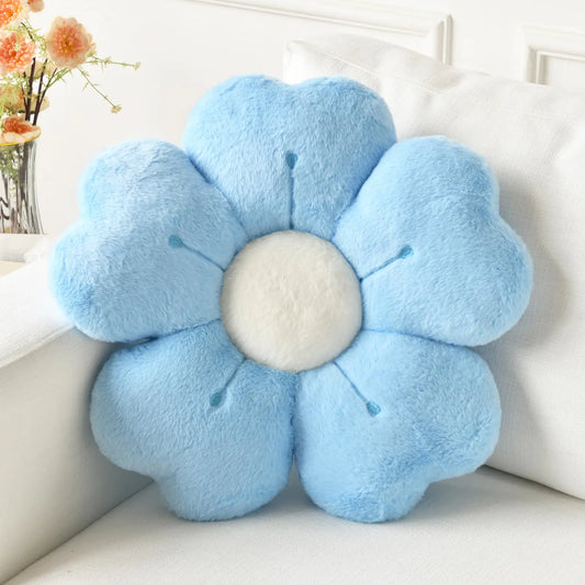 Blue 15 inch Flower Shaped Decorative Throw Pillow