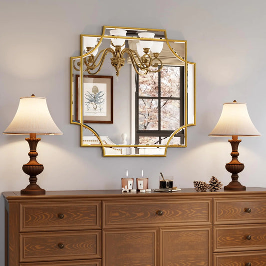 26"x26" Gold Square Wall Mirror