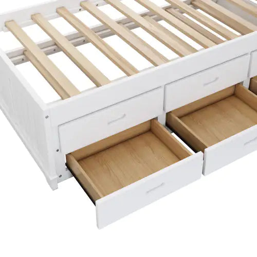 White Walnut Solid Pine Captain Bookcase Full Bed