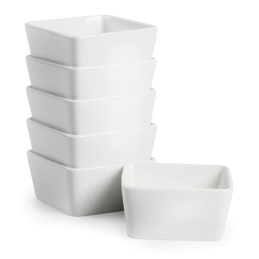 8 oz Set of 6 Square Porcelain Dish