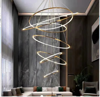 LED Spiral Chandelier with Multiple Rings (One Set)