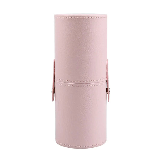 Pink Portable Waterproof Leather Travel Makeup Brush Case