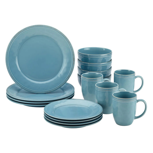 Agave Blue Stoneware 16-piece Dinnerware Set