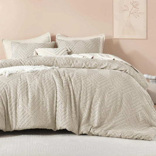 Oatmeal Queen Comforter Set 3 Pieces
