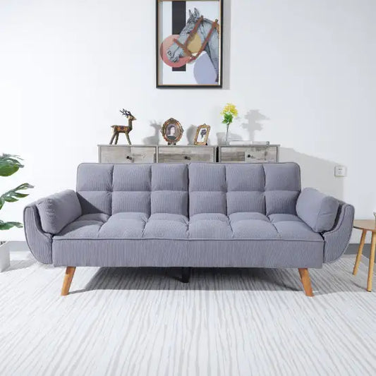 Smoke Gray Corduroy Sofa Bed