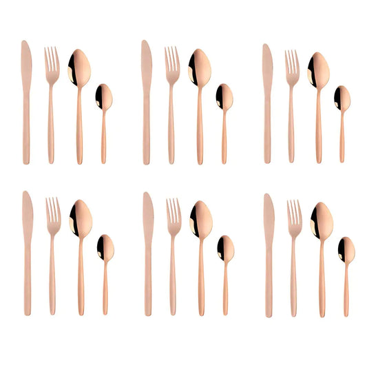 24-Piece Stainless Steel Rose Gold Dinnerware Set for 6