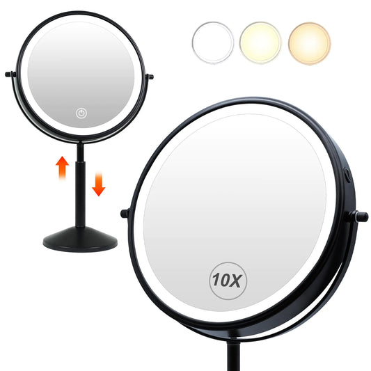 9" Black Magnifying Makeup Vanity Mirror with Lights