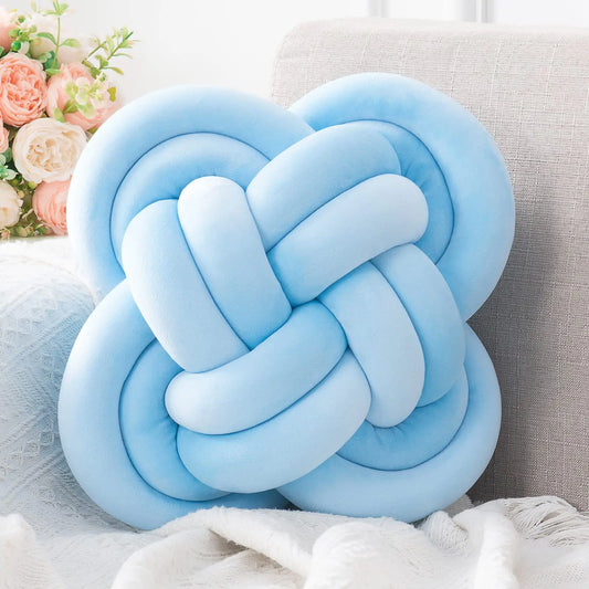 Blue Soft Plush 12" Knotted Pillows