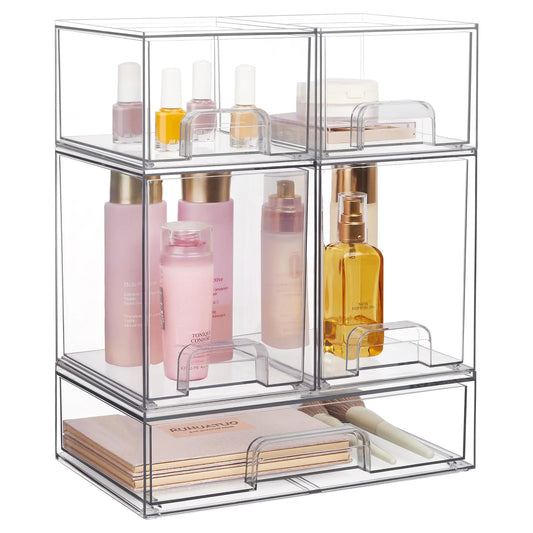 Stackable Storage Drawers Set of 5 Clear