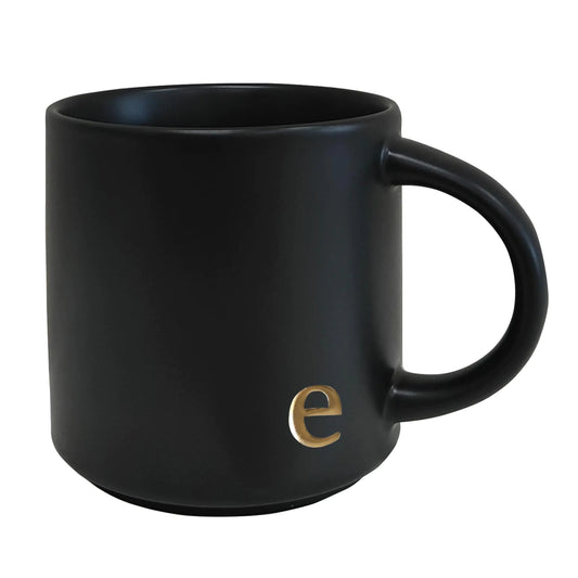 Black Monogram Ceramic Mugs 15 oz