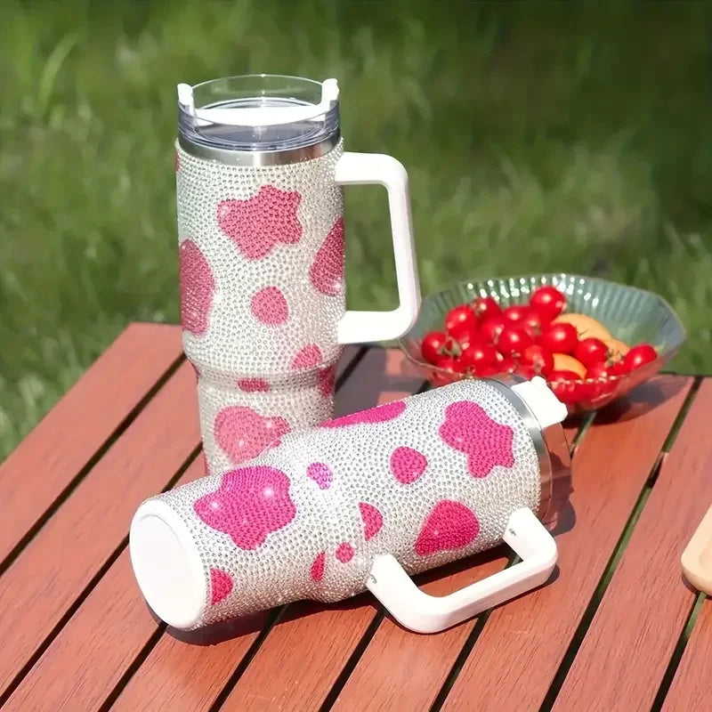 Cow Print Handle Portable Drinking Cup