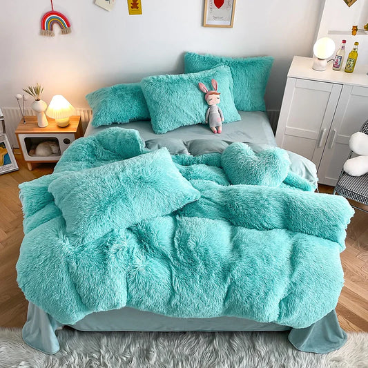 3Pcs Fluffy Plush Duvet Cover