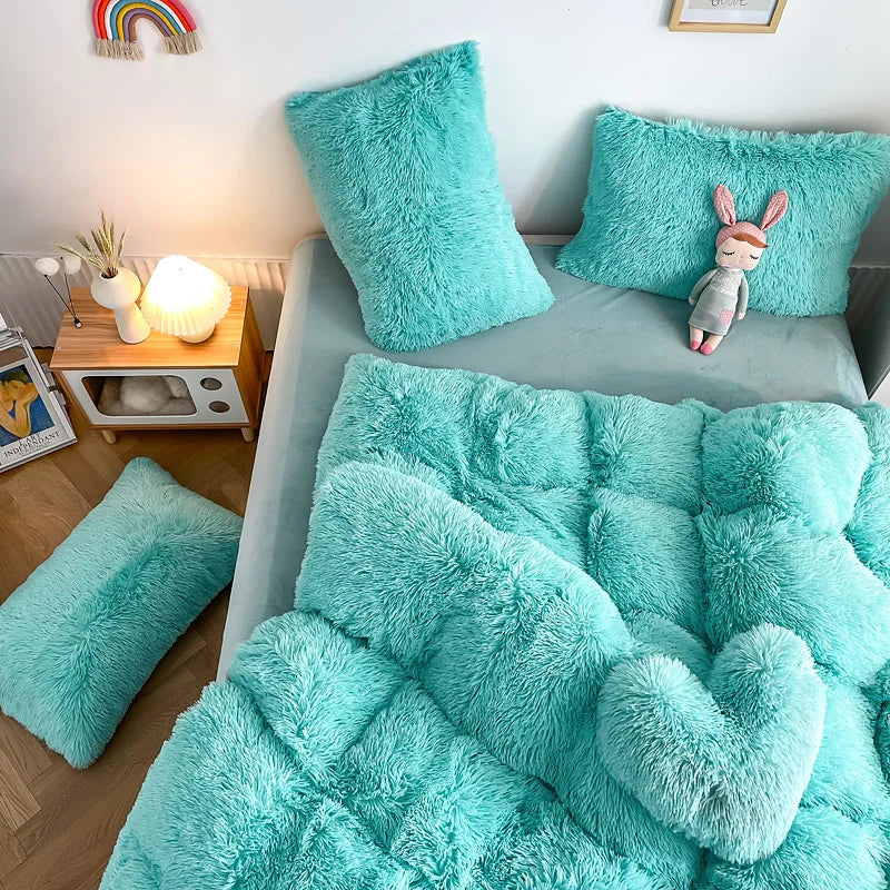 3Pcs Fluffy Plush Duvet Cover