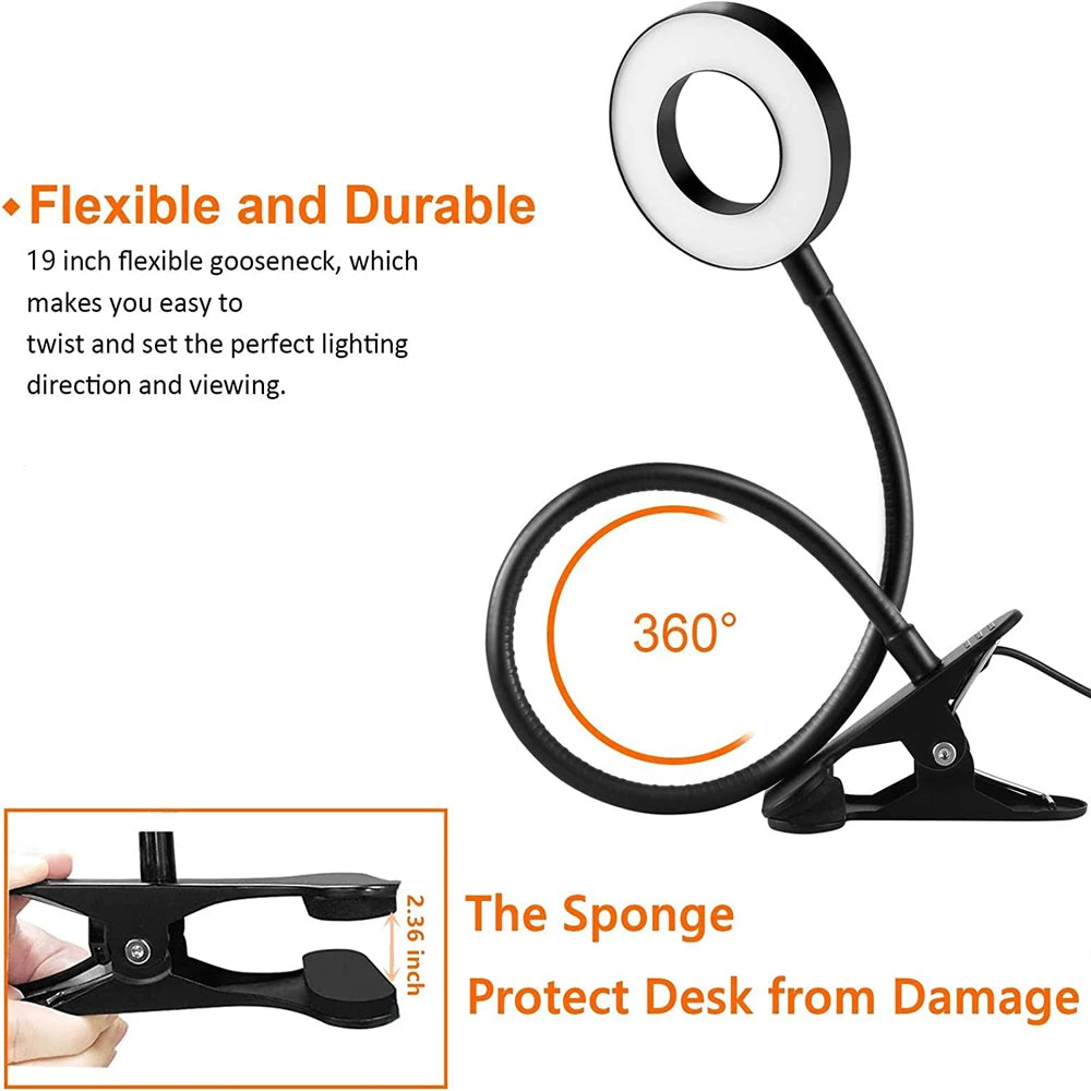 360° Flexible LEDs Clip Desk Lamp