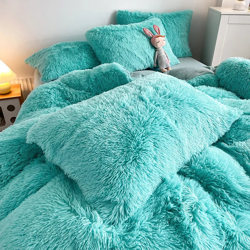 3Pcs Fluffy Plush Duvet Cover