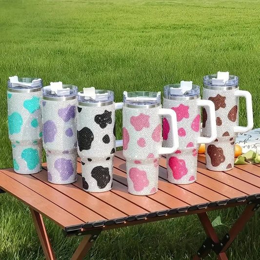 Cow Print Handle Portable Drinking Cup