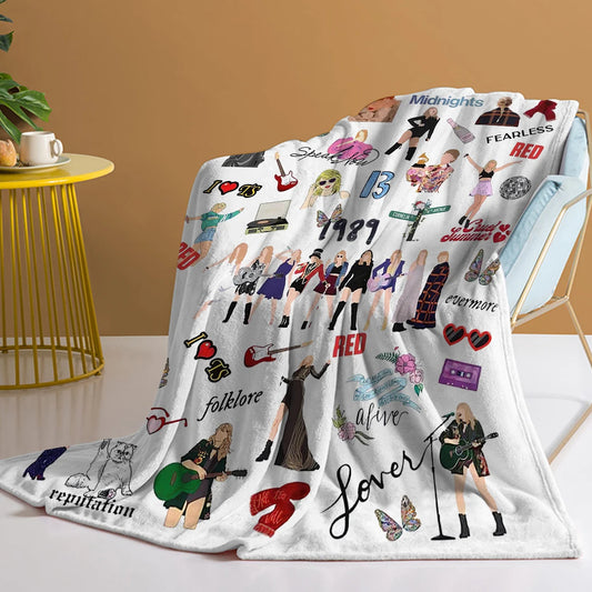 Fashion Girl Printed Throw Plush Blanket