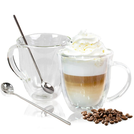 16 oz Insulated Clear Coffee Mugs Set of 2