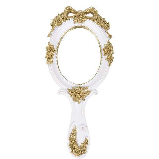 White Handheld Princess Mirror