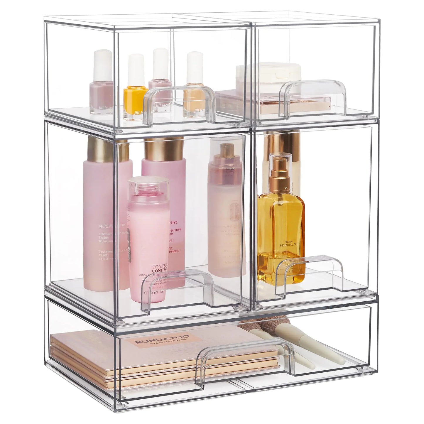 Stackable Storage Drawers Set of 5 Clear