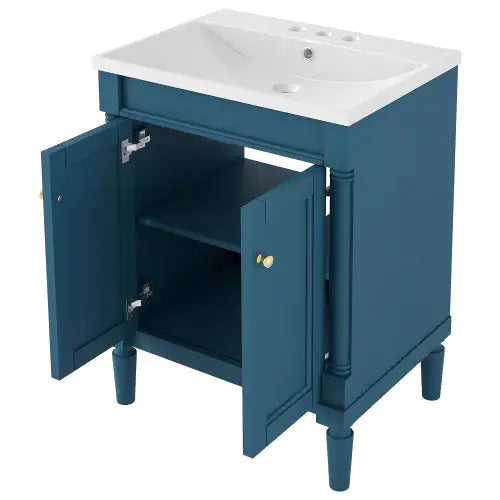 2-Tier Bathroom Vanity With Top Sink and Storage Cabinet