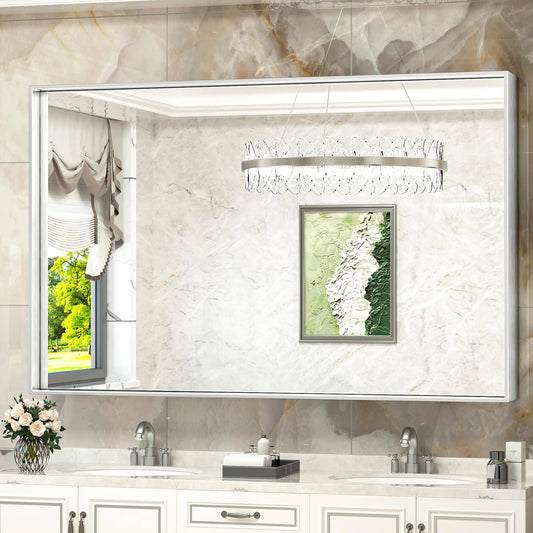 55x36 Inch Silver Mirror for Wall Large Bathroom