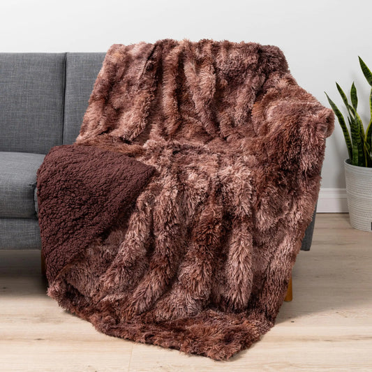 Brown Fluffy Throw Blanket