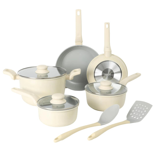 White/Grey 10 Piece Ceramic Nonstick Cookware Set