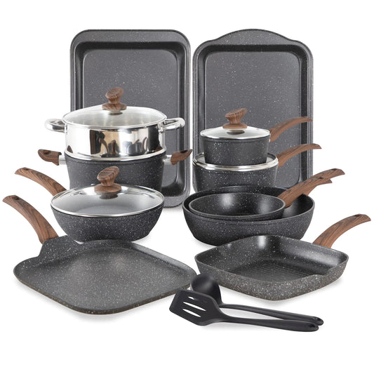 17 Piece Granite Stone Cookware Sets