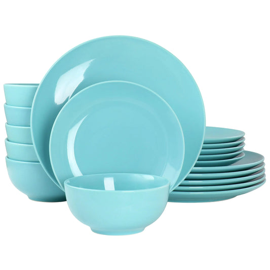 18 Piece Blue Porcelain Dinnerware Set