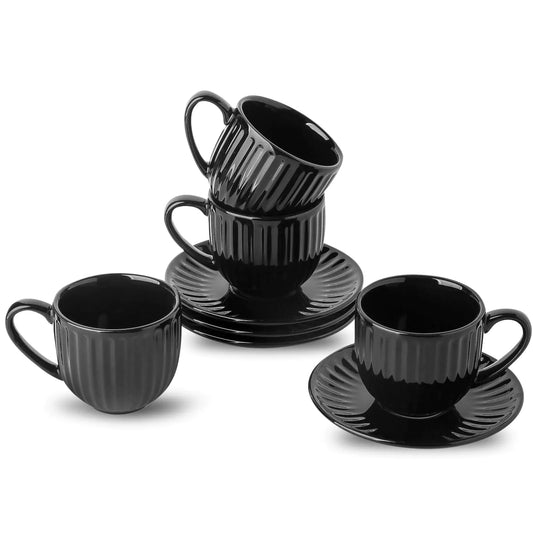 8 Oz Large Ribbed Latte Cups Set of 4