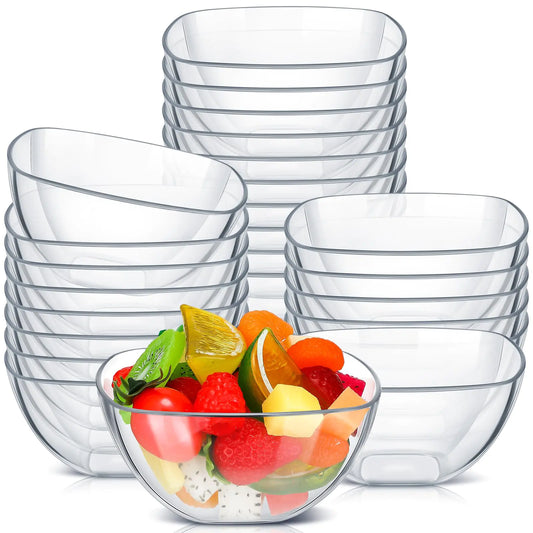 24 Pcs Clear Square Acrylic Serving Bowls Plastic 16 oz