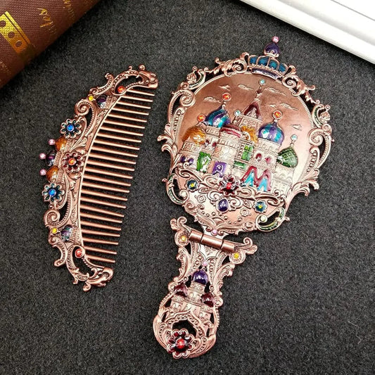 Handheld Vintage Mirror and Comb Set