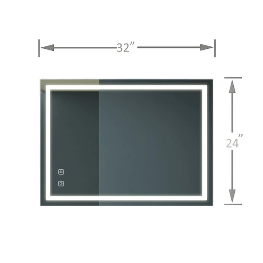 32x24 Inch Bathroom LED Premium Vanity Mirror With Focusing Back Panel