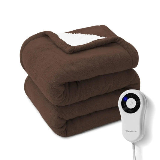 Electric Throw Blanket with 5 Heating Levels & 4 Hours Auto Off Sherpa & Polar Fleece Heated Throw Blankets 50"×60" ETL Certified and Machine Washable for Home&Office Use (Chocolate)
