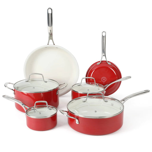 10 Piece Enamel Heavy Gauge Aluminum Cookware Set