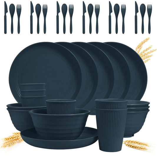 36 Piece Wheat Straw Dinnerware Set