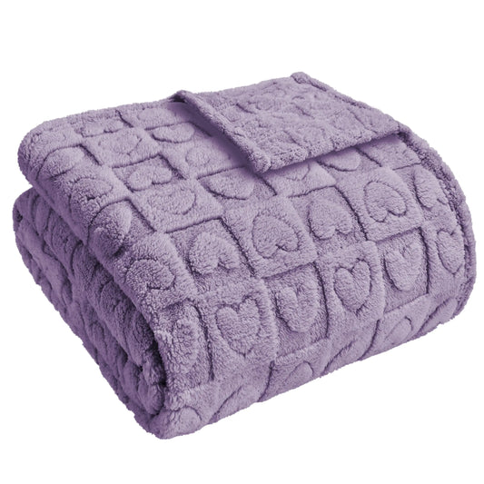 Sherpa Fleece Purple Heart Checkered Blanket