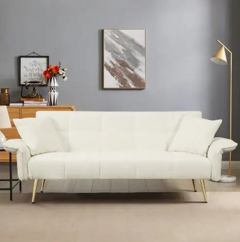 Futon Convertible Double Sofa Bed With Folding Armrests