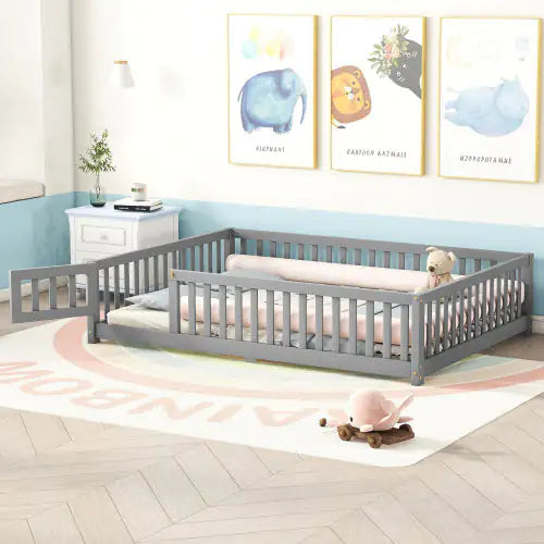 Gray Full Size Bed Floor Bed For Kids